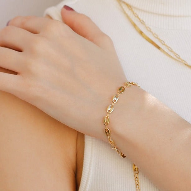 Pulsera Eslabón Acero Dorado